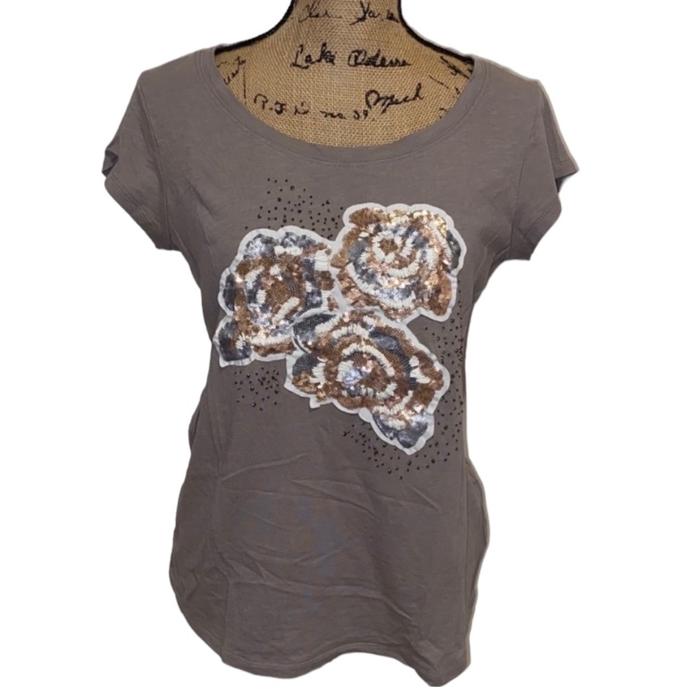 INC Flower Sequin Top Size Large